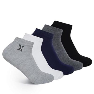 Socks for Men & Women Solid Ankle Length Cotton Socks, Free Size, (Multicoloured) |Durable, Breathable Cotton, Anti Odour & Anti Bacterial - Pack of 5