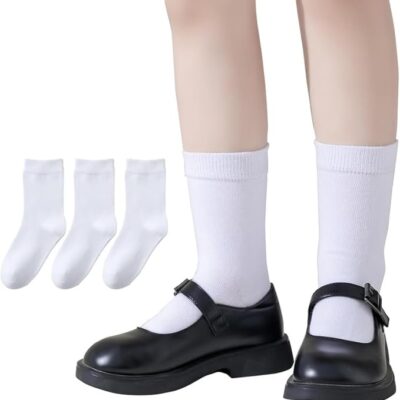 Boys & Girls Calf Length Solid School Socks (Pack of 3 Pairs)