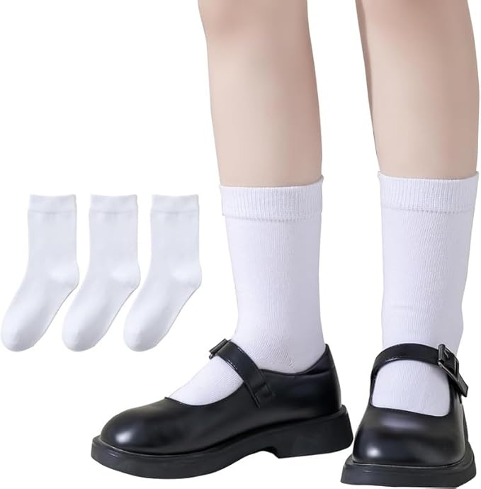 Boys & Girls Calf Length Solid School Socks (Pack of 3 Pairs)
