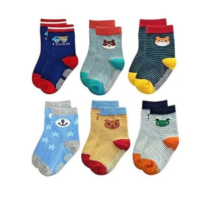 Baby Boy's Cotton Anti Slip Grip Socks (Pack of 6)