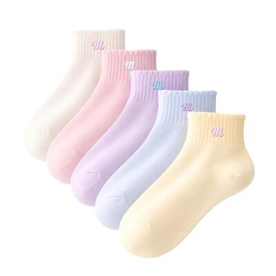 Cotton Socks for Woman | Summer Socks for Women | Women Ankle Length Socks, Soft & Stretchable, Pastel Cute COLOURS, Lightweight Anti-Odor Daily Wear Gym Sports Athletic Socks
