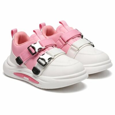 HOOH Kids Unisex Sneakers with Dual Buckle Straps for Boys and Girls Ages 18 Months to 10 Years