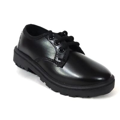 CLZ Unisex Kids Black Formal School Uniform Shoes Derby Lace