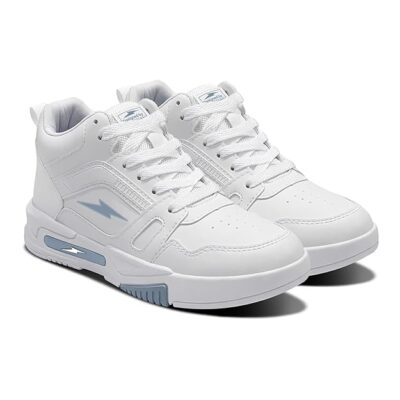 BRUTON Genz Sneakers for Men Lightweight Comfortable Casual Shoes Soft Cushion Insole Lace-Up Footwear- White