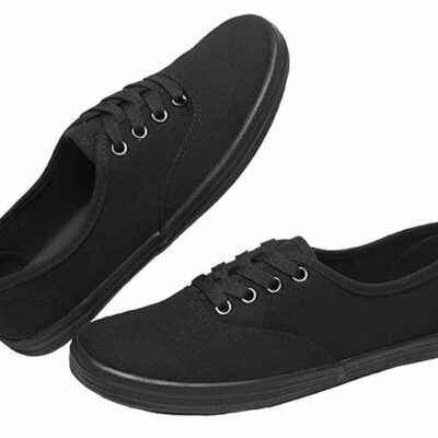 Shoes 18 Womens Canvas Shoes Lace up Sneakers 18 Colors Available (9 B(M) US, Black/Black)