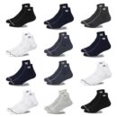 12 Pairs Solid Cotton Ankle Length Socks for Men & Women, Multicolor, Breathable & Comfortable, Durable Design for Everyday Wear, Perfect Fit for All Foot Sizes