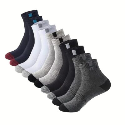 SPORT_ 5 Pairs Solid Cotton Ankle Length Socks for Men & Women, Anti Odour & Anti Bacterial, Multicolor, Pack of 5, Free Siz