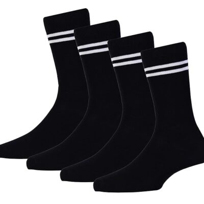 RC. ROYAL CLASS Boys & Girls Striped Organic Cotton Calf Length School Socks for Kids, Anti Odour Soft and Breathable Uniform Socks (Pack of 4 Pairs)