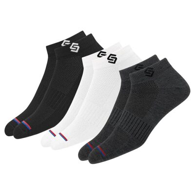 SWAGR Cotton Sports Socks for Men Ankle Length Athletic Socks, Multicolor, Pack of 3, Free Size