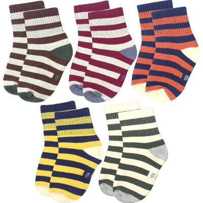 Neska Moda Boys & Girls Pack of 5 Pairs Terry Cotton Ankle Socks (Multicolor) -SK654