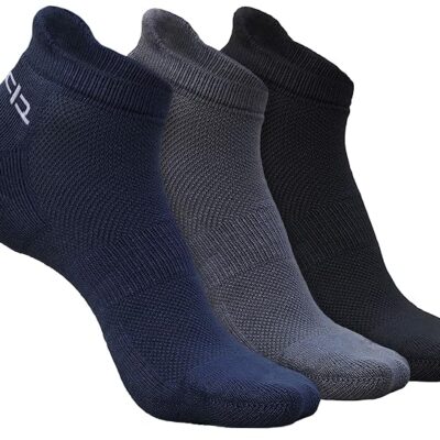 HEELIUM Bamboo Ankle Socks for Men | Odour-Free and Breathable | Padded Base and Anti-bacterial | 3X Softer Than Regular Socks