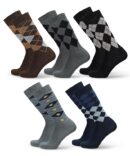 ANCHOR, Cotton Argyle Socks for Men Full Length, Formal Cotton Mens Socks, Free Size, Pack of 5
