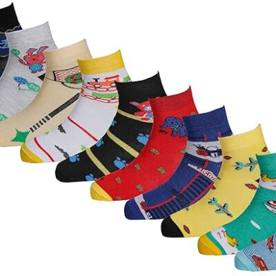 RC. ROYAL CLASS Boys & Girls Ankle Length Cotton Multicolored Kids Socks (Pack of 10 Pairs)