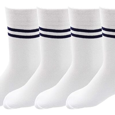RC. ROYAL CLASS Boys & Girls Striped Organic Cotton Calf Length School Socks for Kids, Anti Odour Soft and Breathable Uniform Socks (Pack of 4 Pairs)