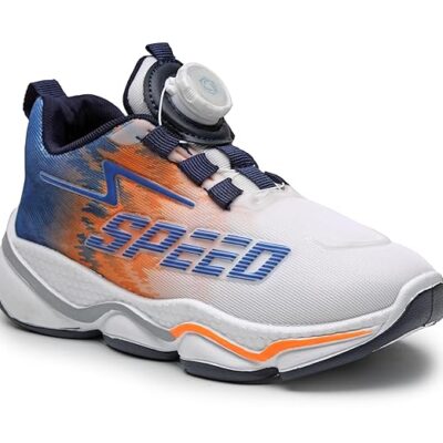 Kids Auto lace-up Shoes with Rotary Dial Lock | Stylish Dual Color Tone| Sturdy Design, Cushioned Insole, Slip Resistant